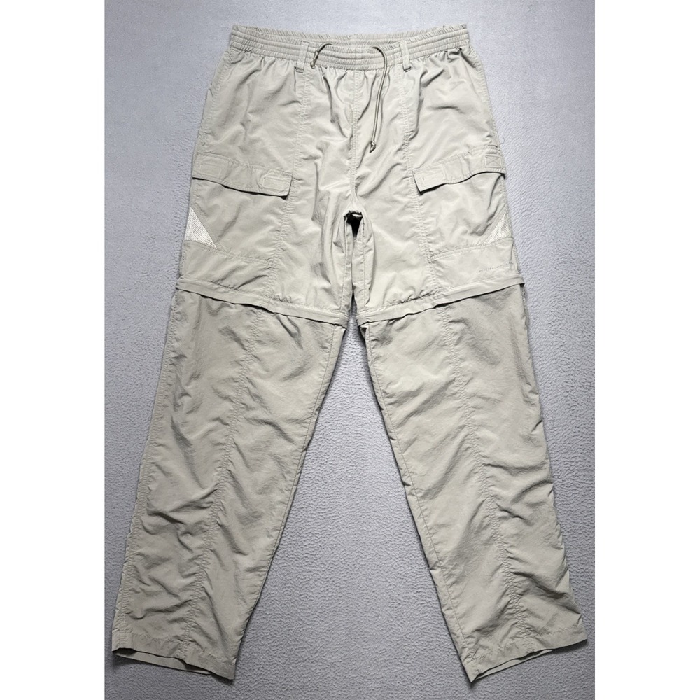 Columbia PFG Omni Shade Pants Mens Size 32x33 Cargo Convertible Khaki Drawstring